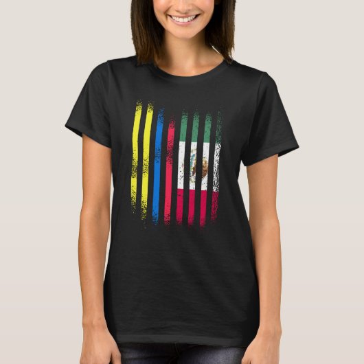 Colombia Flag Mexico Grown Country Flags Stripes Tシャツ (正面)