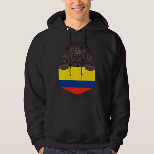 Colombia Flag Newfoundland Dog In Pocket パーカ (正面)