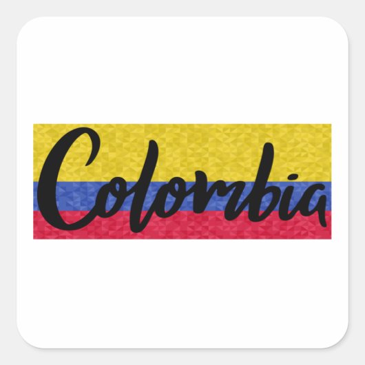 Colombia Flag Pixel Lettering Sticker スクエアシール (正面)