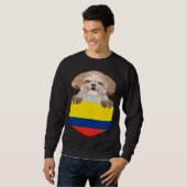 Colombia Flag Shih Tzu Dog In Pocket スウェットシャツ (正面フル)