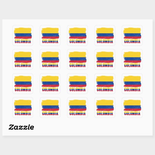 Colombia Flag Sticker スクエアシール (シート)