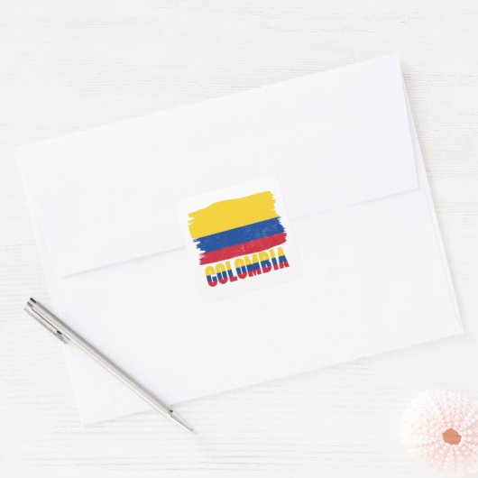 Colombia Flag Sticker スクエアシール (封筒)