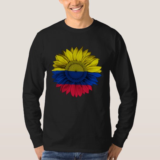 Colombia Flag Sunflower Colombian Roots Proud Patr Tシャツ (正面)