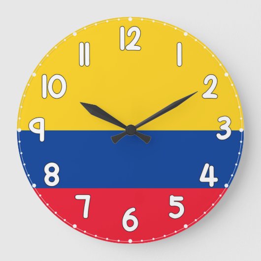 Colombia Flag Wall Clock – Patriotic Home Decor ラージ壁時計 (正面)