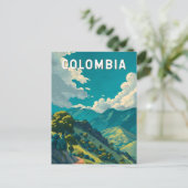 Colombia Illustration Travel Art Vintage ポストカード (スタンド正面)