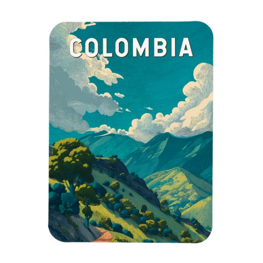 Colombia Illustration Travel Art Vintage マグネット (縦)