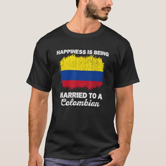 Colombia Marriage Colombian Heritage Married Flag  Tシャツ (正面)