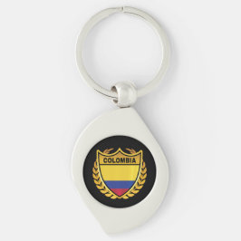 Colombia National Flag Gold Crest Badge キーホルダー