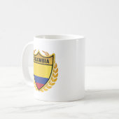 Colombia National Flag Gold Crest Badge コーヒーマグカップ (正面左)