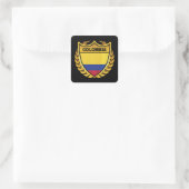 Colombia National Flag Gold Crest Badge スクエアシール (バッグ)