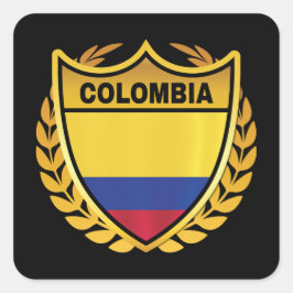 Colombia National Flag Gold Crest Badge スクエアシール