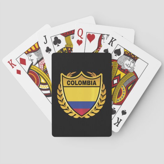 Colombia National Flag Gold Crest Badge トランプ (裏面)