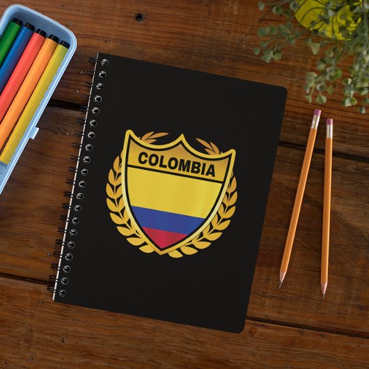 Colombia National Flag Gold Crest Badge ノートブック