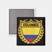 Colombia National Flag Gold Crest Badge マグネット (正面/裏面)