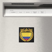 Colombia National Flag Gold Crest Badge マグネット (インサイチュ (食洗機))