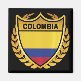 Colombia National Flag Gold Crest Badge マグネット