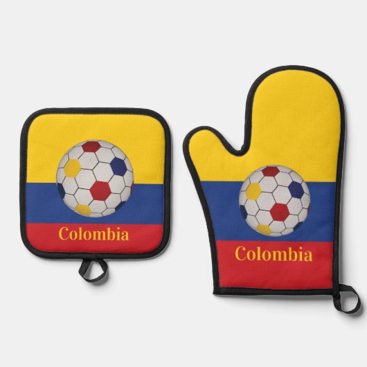Colombia Soccer Poster 鍋つかみ&鍋敷きセット (正面)