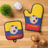 Colombia Soccer Poster 鍋つかみ&鍋敷きセット (トップダウン)