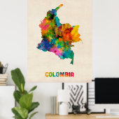 Colombia Watercolor Map ポスター (ホームオフィス)