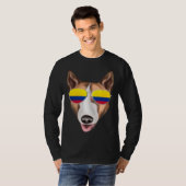 Colombian Flag Bull Terrier Dog Colombia Pocket Tシャツ (正面フル)