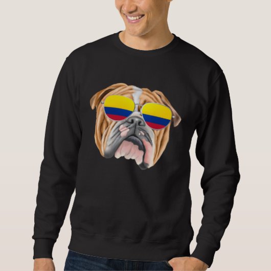 Colombian Flag Bulldog Dog Colombia Pocket スウェットシャツ (正面)