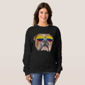 Colombian Flag Bulldog Dog Colombia Pocket スウェットシャツ (正面フル)