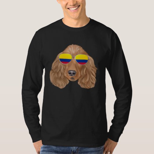 Colombian Flag Cocker Spaniel Dog Colombia Pocket Tシャツ (正面)
