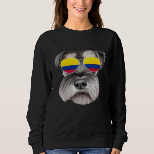 Colombian Flag Miniature Schnauzer Dog Colombia Po スウェットシャツ (正面)