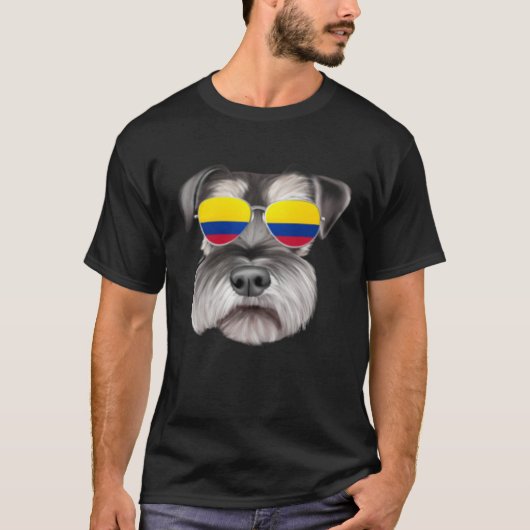 Colombian Flag Miniature Schnauzer Dog Colombia Po Tシャツ (正面)