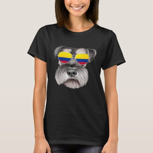Colombian Flag Miniature Schnauzer Dog Colombia Po Tシャツ (正面)