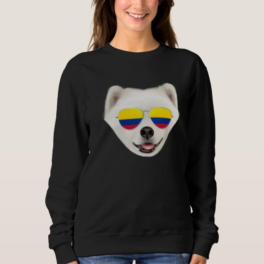 Colombian Flag Samoyed Dog Colombia Pocket スウェットシャツ (正面)