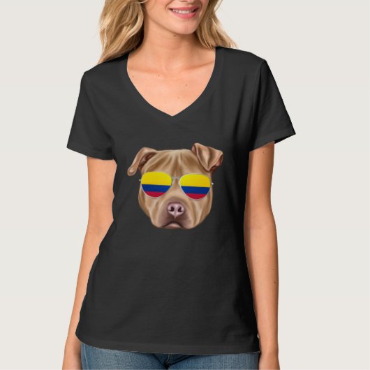 Colombian Flag Usa Staffordshire Terrier Dog Colom Tシャツ (正面)