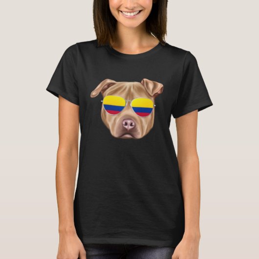 Colombian Flag Usa Staffordshire Terrier Dog Colom Tシャツ (正面)