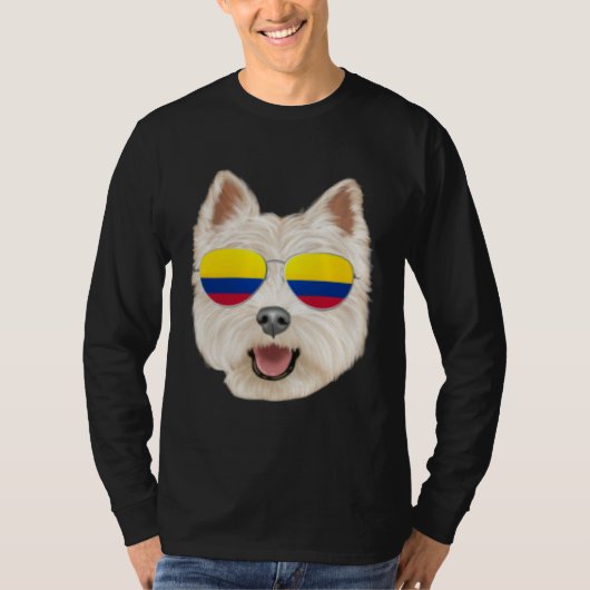 Colombian Flag West Highland White Terrier Dog Poc Tシャツ (正面)
