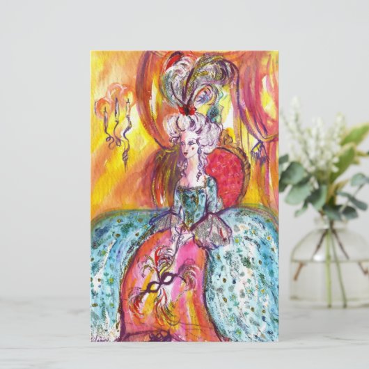 COLOMBINAベニスの仮装マスク青ピンク 便箋 (スタンド正面)