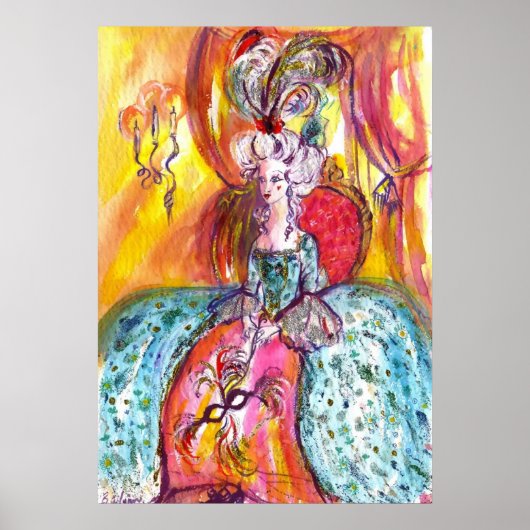 COLOMBINA，マスク付き女性ベネチアンマスカレード ポスター (正面)