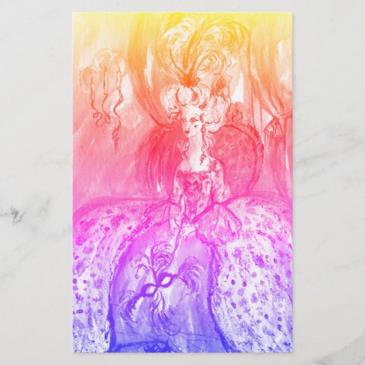 COLOMBINA / Venetian Masquerade Masks Pink Blue 便箋 (正面)