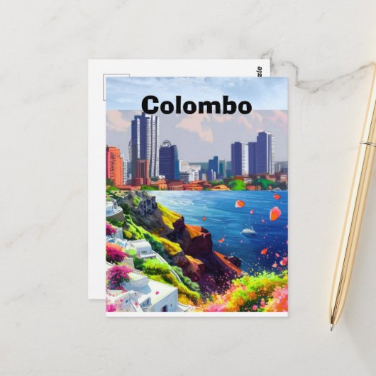 Colombo Travel Printable Poster - Sri Lanka Travel ポストカード (正面/裏面インサイチュ)
