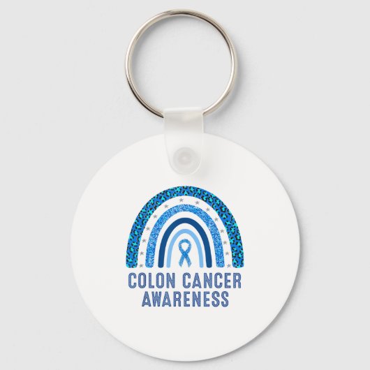 Colon Cancer Awareness Blue Ribbon Design キーホルダー (正面)