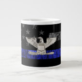 Colonel Thin Blue Line Distressed Flag ジャンボコーヒーマグカップ (正面)