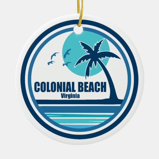 Colonial Beach Virginia Palm Tree Birds セラミックオーナメント (正面)