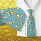 Colonial Blue Sand Snowman Beach Christmas ネクタイ