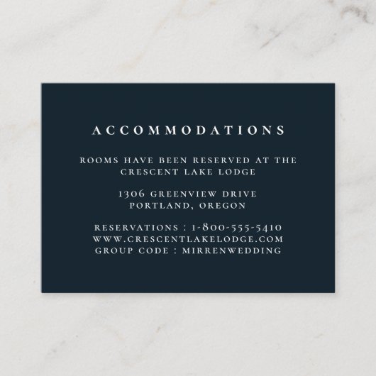 Color 無地の Navy Blueの宿泊結婚施設 エンクロージャーカード (正面)