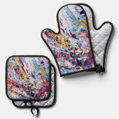 Color Abstract Splatters 鍋つかみ&鍋敷きセット (正面/裏面)