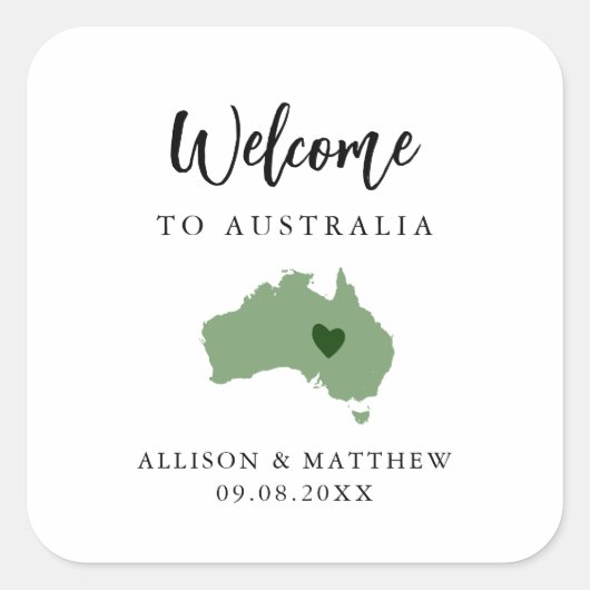 Color Australiaの結婚WelcomeバッグまたはBox スクエアシール (正面)