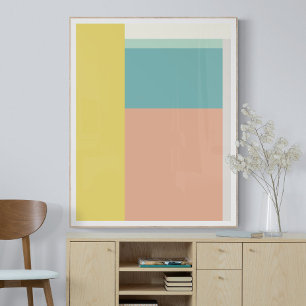 Color Block Art in Retro Beach Pastel Colors ポスター