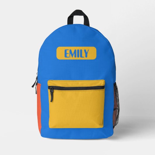 Color Block Backpack for kids - Personalized Name プリントバックパック (正面)