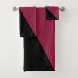 Color Block Bath Towels (Black & Berry Red) バスタオルセット