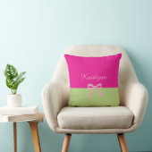 Color Block Cute Bow Monogram Throw Pillow クッション (椅子)