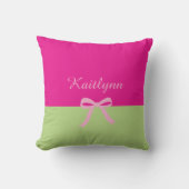 Color Block Cute Bow Monogram Throw Pillow クッション (正面)